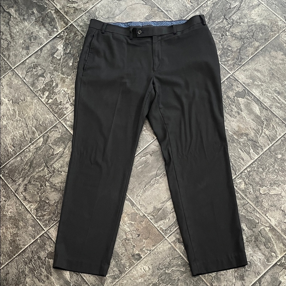 RALPH LAUREN Men's Black Classic Flat-Front Dress Pants Preppy Office Formal